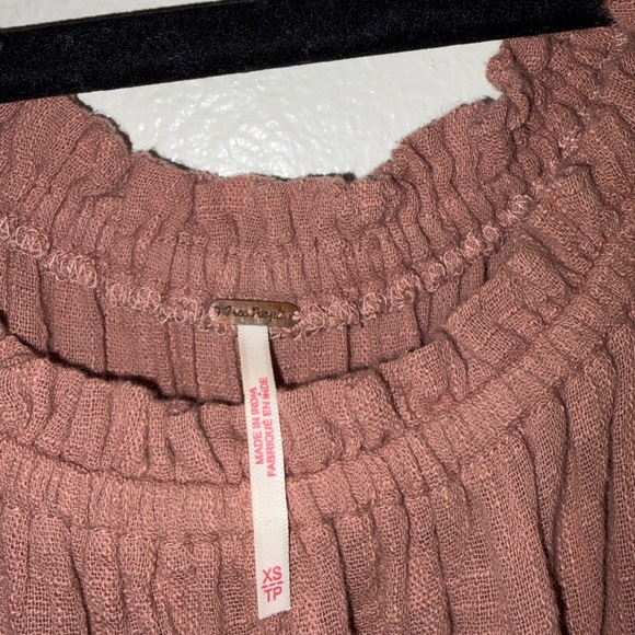 Free People Mauve Rust Long Sleeve Smocked Waist Dress - Picture 3 of 3